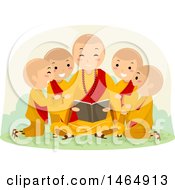 Poster, Art Print Of Group Of Boys Huddled Around A Reading Monk