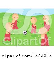 Poster, Art Print Of Group Of Boy Monks Playing Soccer