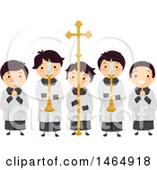 Poster, Art Print Of Group Of Altar Boys Holding Candles And A Cross