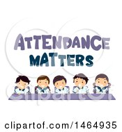 Clipart Of A Group Of School Children Under Attendance Matters Text Royalty Free Vector Illustration