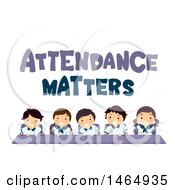 Poster, Art Print Of Group Of School Children Under Attendance Matters Text