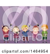 Poster, Art Print Of Group Of Children Playing With Flashlights