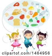 Poster, Art Print Of Group Of School Children Discussing Healthy Foods