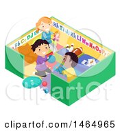 Poster, Art Print Of Group Of School Children Playing In A Toy Pen