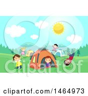 Poster, Art Print Of Group Of Children Playing At A Campground