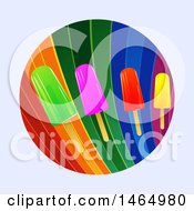 Poster, Art Print Of Rainbow Circle With Colorful Ice Lollies Over A Light Gray Background