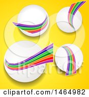 Clipart Of White Circle And Rainbow Icons Over Yellow Royalty Free Vector Illustration