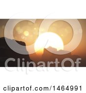 Clipart Of A 3d Sunset Sky And Rock Formations Royalty Free Illustration by KJ Pargeter