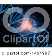 Clipart Of A 3d Background Of Double Helix Dna Strands Over Connections Royalty Free Illustration