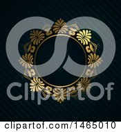 Clipart Of A Round Golden Luxury Frame On Black Royalty Free Vector Illustration