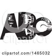 Clipart Of Horror Faces In Alphabet ABC Letters Black And White Woodcut Style Royalty Free Vector Illustration
