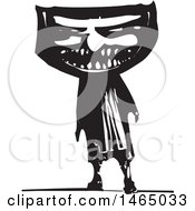 Poster, Art Print Of Monster Faced Man Black And White Woodcut Style