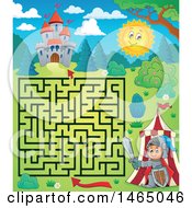 Poster, Art Print Of Maze Of A Knight Emerging From A Tent Near A Castle
