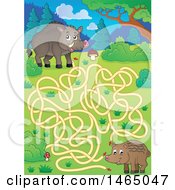 Poster, Art Print Of Maze With Wild Boars