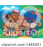 Poster, Art Print Of Crow And Witch At A Gingerbread House In The Woods Hansel And Gretel
