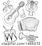 Poster, Art Print Of Black And White Musical Instruments