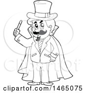 Clipart Of A Black And White Magician Royalty Free Vector Illustration