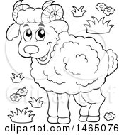 Poster, Art Print Of Black And White Ram Sheep
