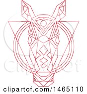 Poster, Art Print Of Red Geometric Styled Horse Head Over A Triangle And Circles