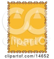 Orange Background With A Jack O Lantern Face And A Border Of Candy Corn Clipart Illustration