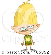 Clipart Of A Nasty Blond Boy Royalty Free Vector Illustration