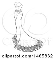 Clipart Of A Black And White Wedding Gown Royalty Free Vector Illustration by AtStockIllustration