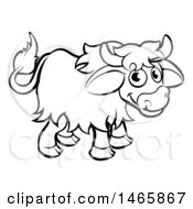 Clipart Of A Black And White Yak Royalty Free Vector Illustration by AtStockIllustration
