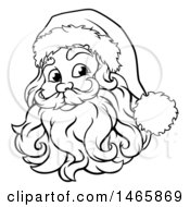 Clipart Of A Black And White Jolly Santa Face Royalty Free Vector Illustration