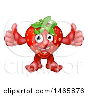 Clipart Of A Strawberry Mascot Giving Two Thumbs Up Royalty Free Vector Illustration by AtStockIllustration