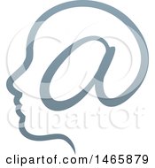 Clipart Of A Profiled Head With An Email Arobase At Symbol Royalty Free Vector Illustration by AtStockIllustration