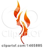 Poster, Art Print Of Flame Design With Profiled Faces