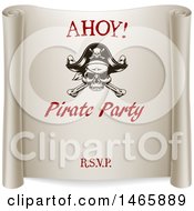 Poster, Art Print Of Ahoy Pirate Party Scroll Design