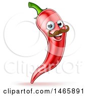 Clipart Of A Happy Red Chile Pepper Mascot Character With A Mustache Royalty Free Vector Illustration by AtStockIllustration
