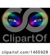 Poster, Art Print Of Womans Eyes With Rainbow Colors In The Darkness