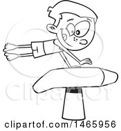 Clipart Of A Cartoon Lineart Boy Gymnast On A Vaulting Horse Royalty Free Vector Illustration by toonaday