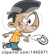 Clipart Of A Cartoon Boy Boy Playing Horseshoes Royalty Free Vector Illustration