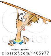 Clipart Of A Cartoon White Boy Surfer Running With A Board Royalty Free Vector Illustration