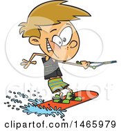 Cartoon White Boy Wakeboarding