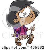 Clipart Of A Cartoon Girl Hiking Royalty Free Vector Illustration