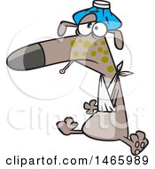 Clipart Of A Cartoon Sick Puppy Dog Royalty Free Vector Illustration
