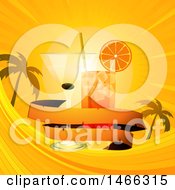 Poster, Art Print Of Tropical Sunset With Cocktails And A Banner