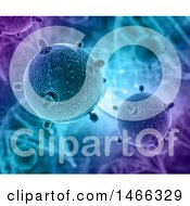 Clipart Of A Background Of A 3d Dna Strand With Viruses Royalty Free Illustration