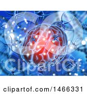 Clipart Of A 3d Brain Being Attacked By A Virus Royalty Free Illustration