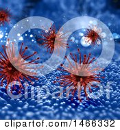 Poster, Art Print Of Background Of 3d Red Virus Cells On Blue