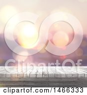 Poster, Art Print Of 3d Wood Table Against Flares