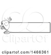 Poster, Art Print Of Black And White Trophy Cup Mascot Holding Up A Finger By A Blank Banner