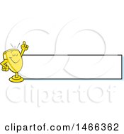 Poster, Art Print Of Trophy Cup Character Holding Up A Finger By A Blank Banner
