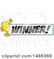 Poster, Art Print Of Trophy Cup Character Holding Up A Finger By A Winner Banner