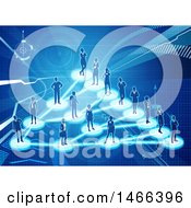 Poster, Art Print Of Network Of Silhouetted People Connected On A Blue Background