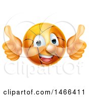 Clipart Of A Basketball Character Holding Two Thumbs Up Royalty Free Vector Illustration